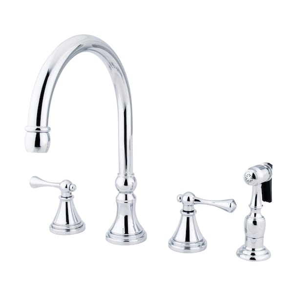 Kingston Brass Widespread Kitchen Faucet, Polished Chrome KS2791BLBS - main